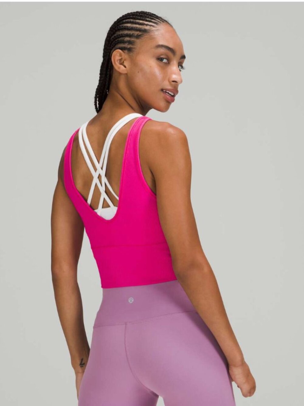 Lululemon Power Pivot Tank Top *Rib Sonic Pink Size M - Picture 2 of 4